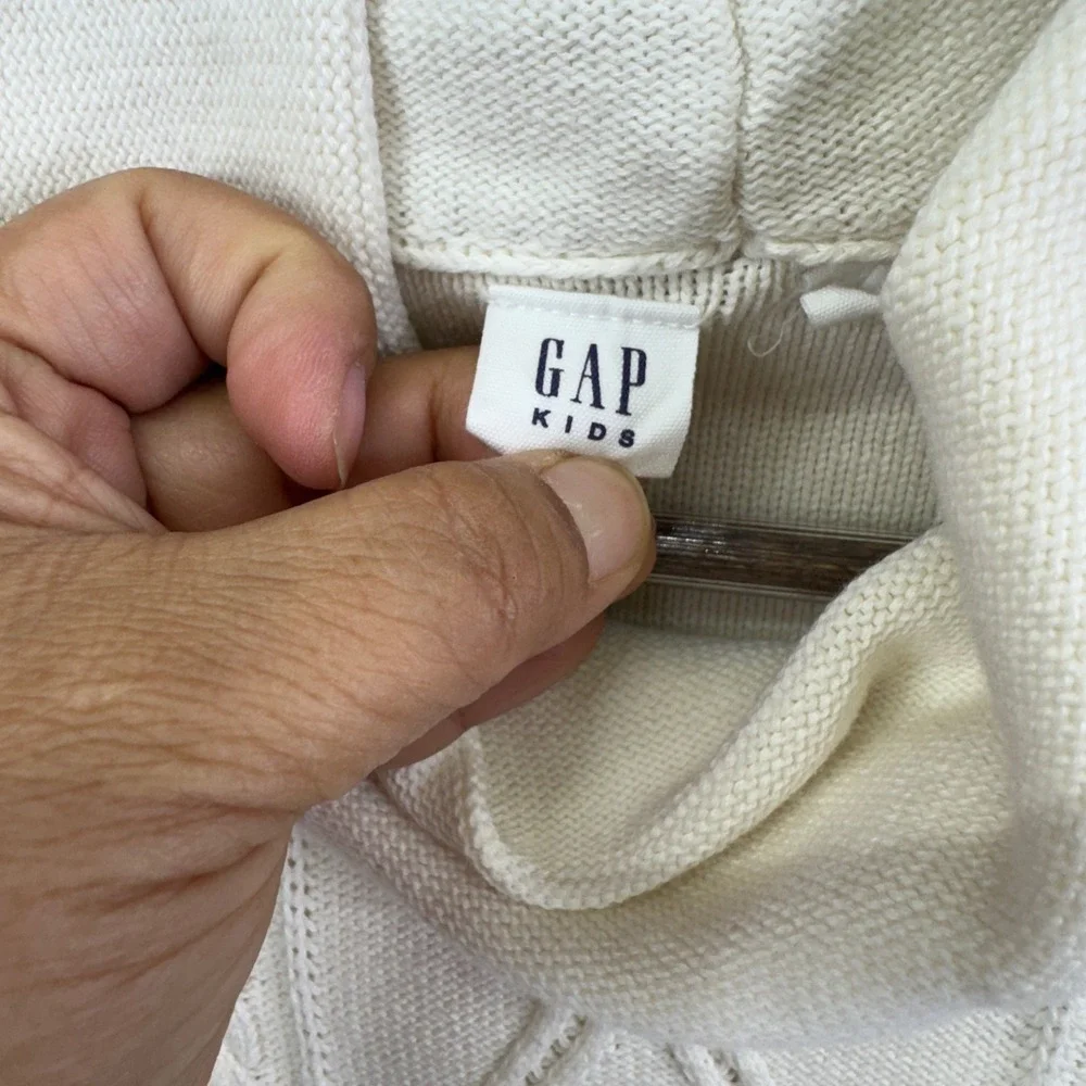Gap Kids Poncho Sweater XXL Ivory Cable Knit Cowl Neck Coquette Preppy Cozy